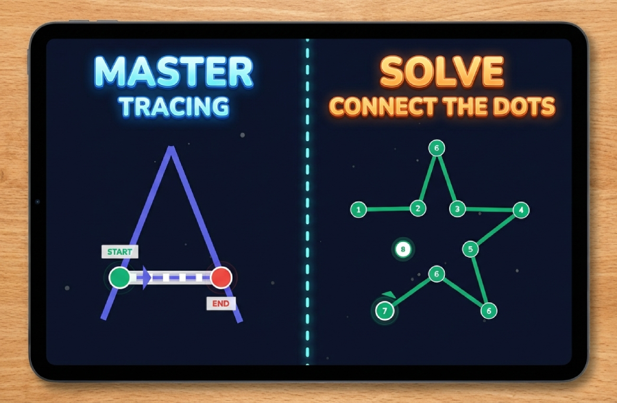 Dual Game Modes: Tracing & Connect the Dots