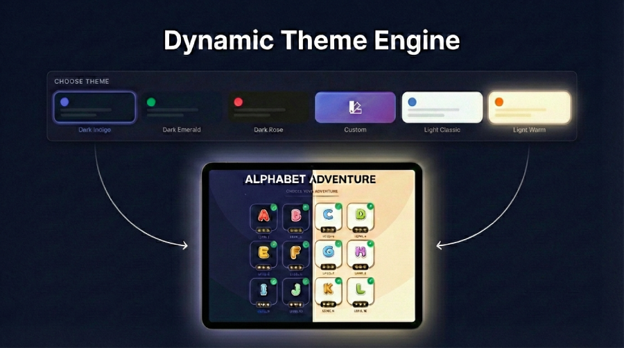 Dynamic Theme Engine with 5 Presets + Custom
